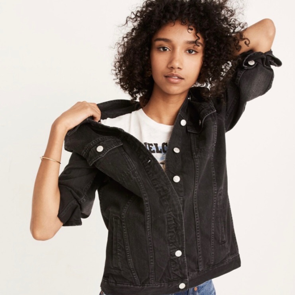 Madewell oversized black denim jacket